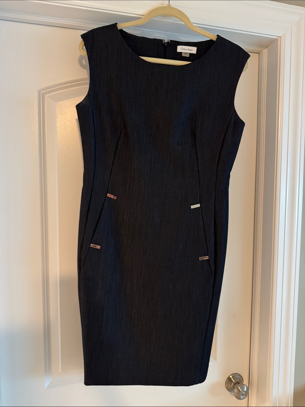 Calvin Klein Sleeveless Navy Sheath Dress